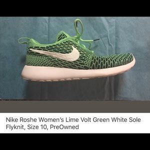 Nike Roshe Flyknit Volt Lime Green, Women, Size:10